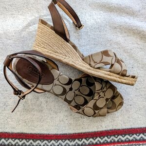 Coach Women's Brown Wedge Sandals